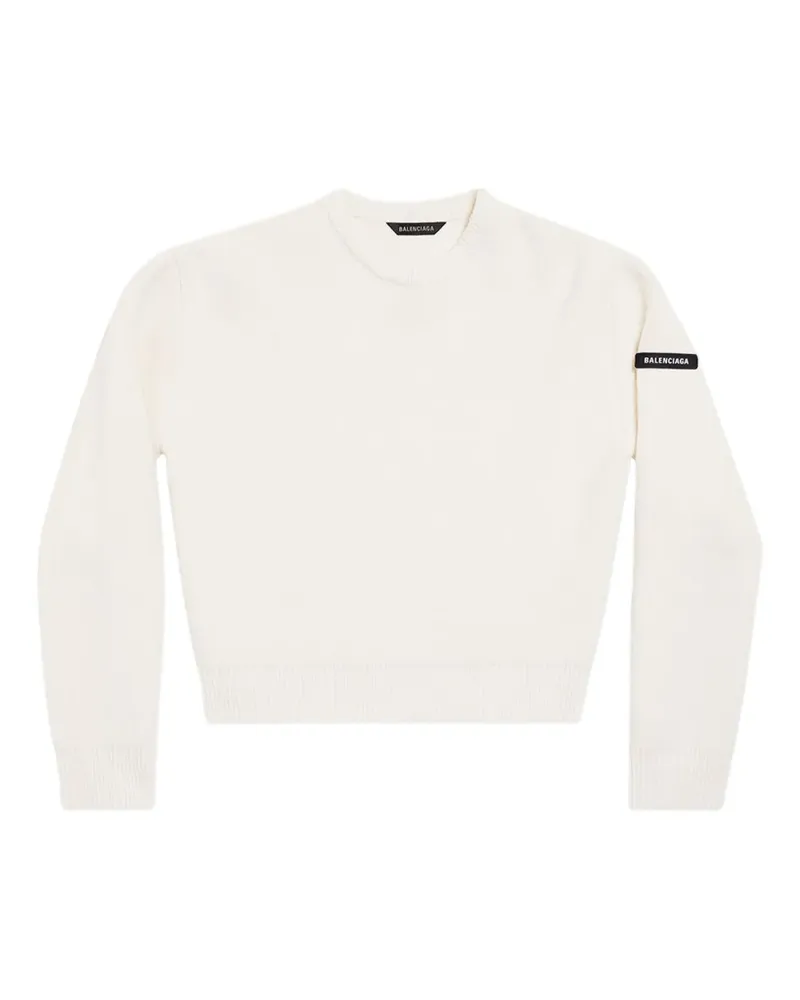 Balenciaga Pullover mit Logo-Patch - Weiß Weiß