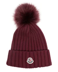 Moncler Beanie mit Bommeldetail Rot