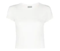 Cropped-T-Shirt mit Logo-Print - Weiß