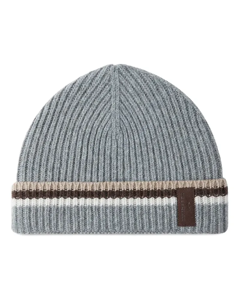 Paul & Shark ribbed striped beanie hat - Grau Grau