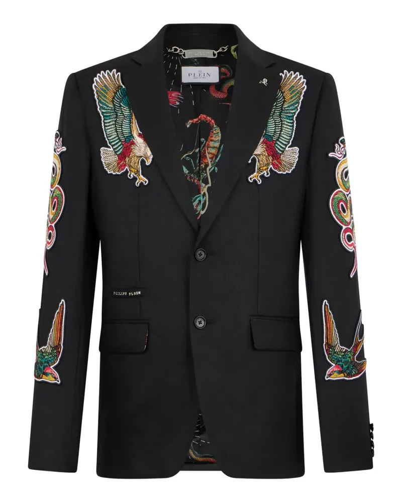 Philipp Plein embroidered-tattoo blazer - Schwarz Schwarz