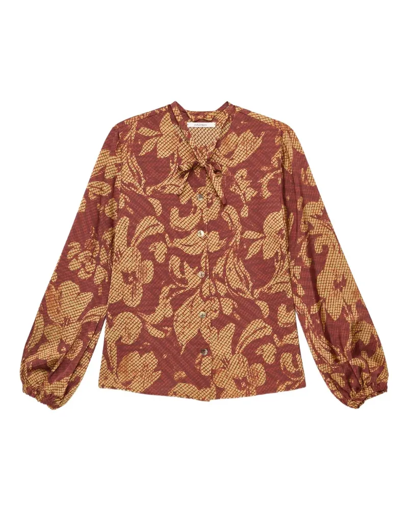 Maliparmi Sweet Foliage tie-neck shirt - Rot Rot