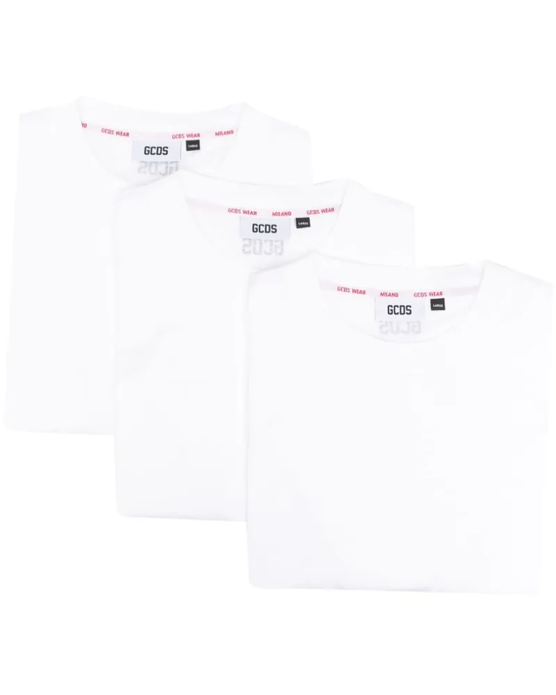 GCDS Set aus drei T-Shirts mit Logo-Print Weiß