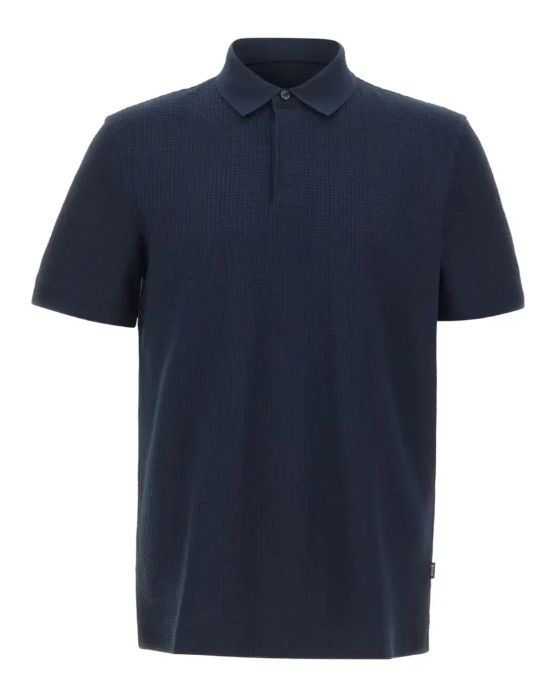 HUGO BOSS checked jacquard-texture polo shirt - Blau Blau