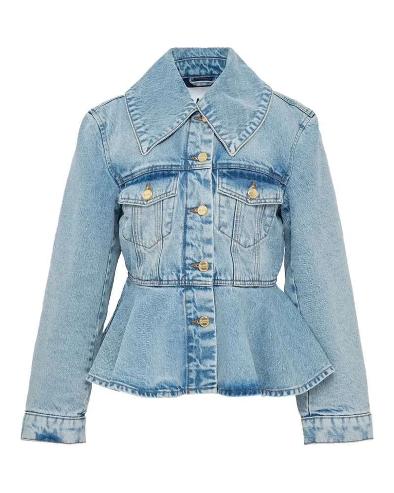 Ganni pleated peplum denim jacket - Blau Blau