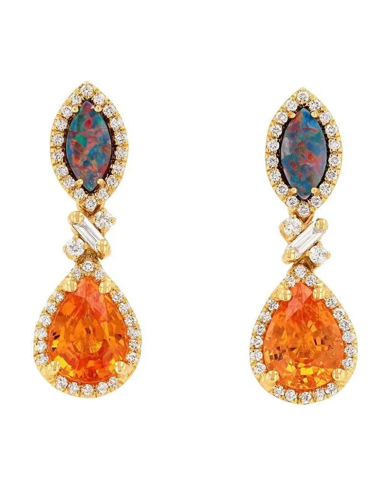 Suzanne Kalan 18kt Gelbgoldohrringe mit Saphir, Opal und Diamant - Orange Orange