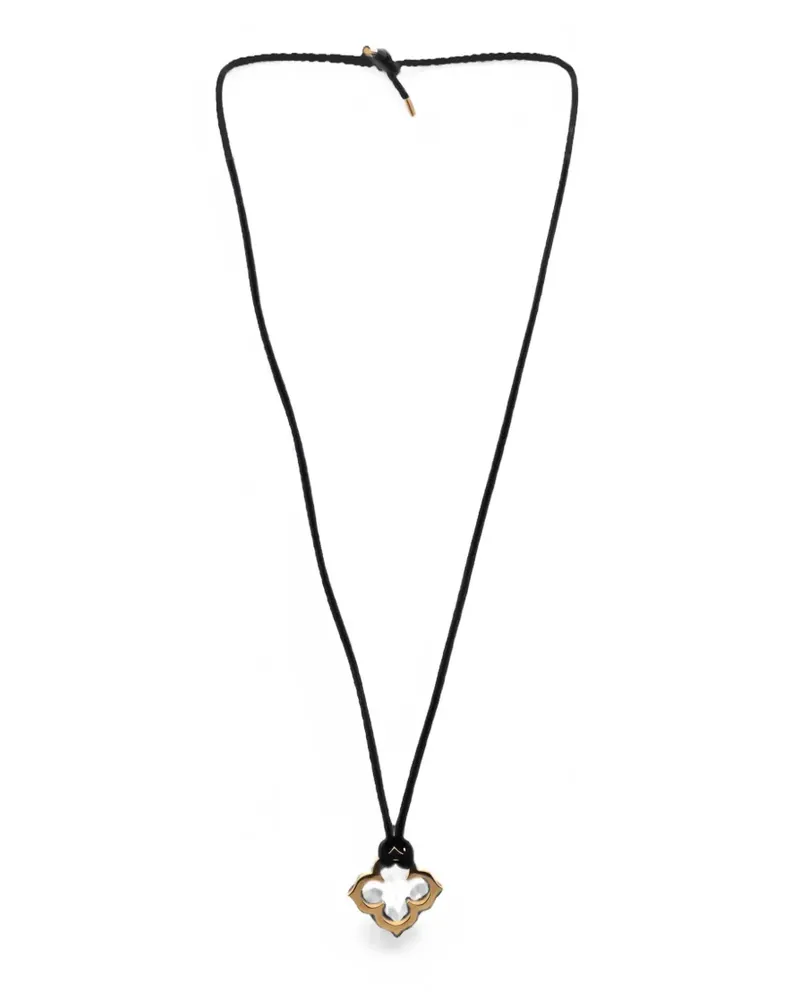 Cartier Quatrefoil Pendant Silk Cord with 18K Yellow Gold necklace Gold