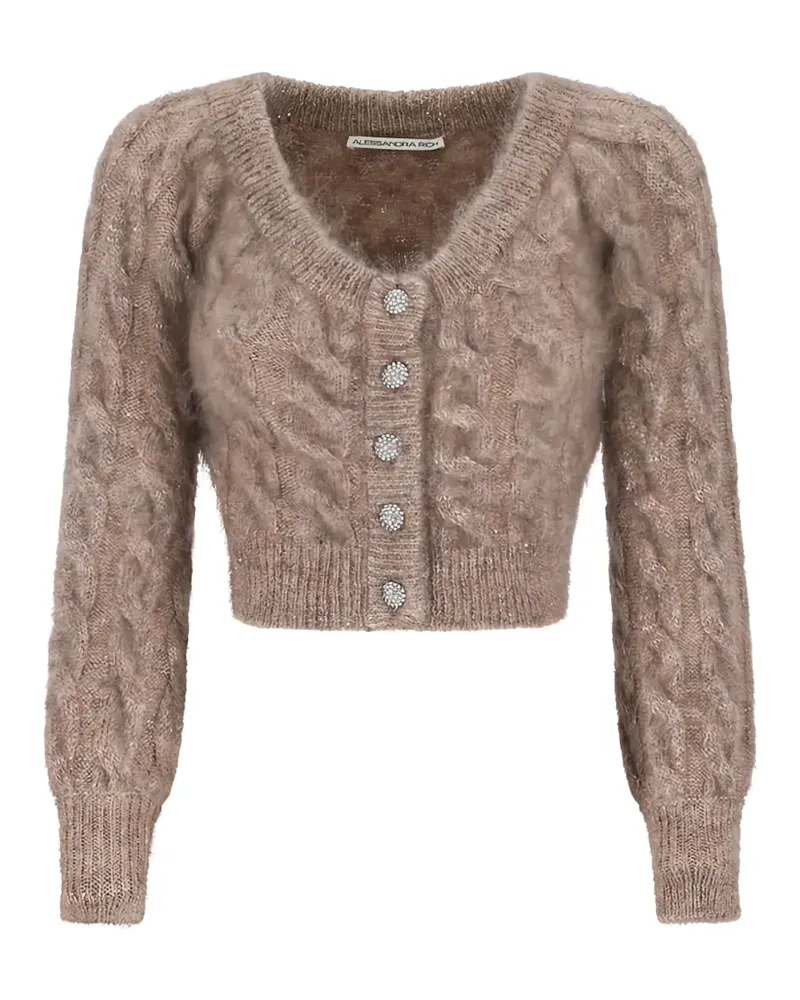 Alessandra Rich sequin cable-knit cardigan - Nude Nude