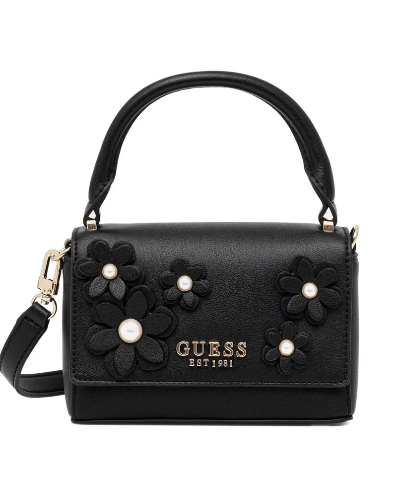 Guess Umhängetasche mit Blumenapplikation - Schwarz Schwarz