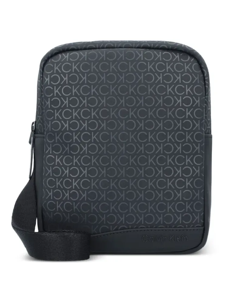 Calvin Klein Schultertasche mit Monogramm-Prägung - Schwarz Schwarz