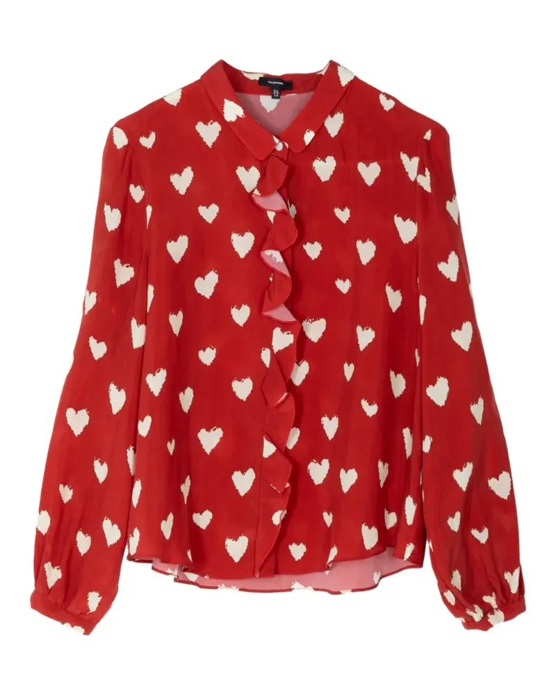 R13 heart print ruffle blouse - Rot Rot