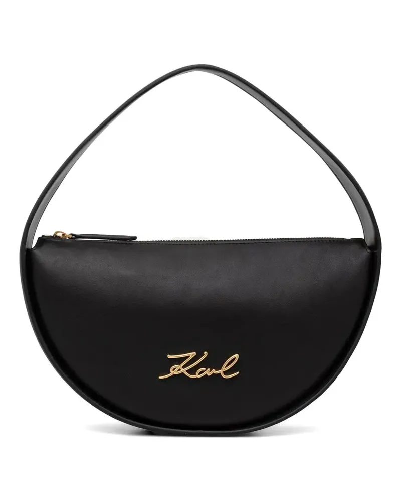 Karl Lagerfeld logo-plaque crescent tote bag - Schwarz Schwarz