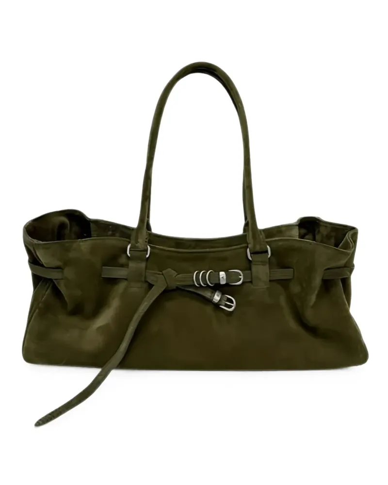 Marge Sherwood Grandma buckle-detail suede tote bag - Grün Grün