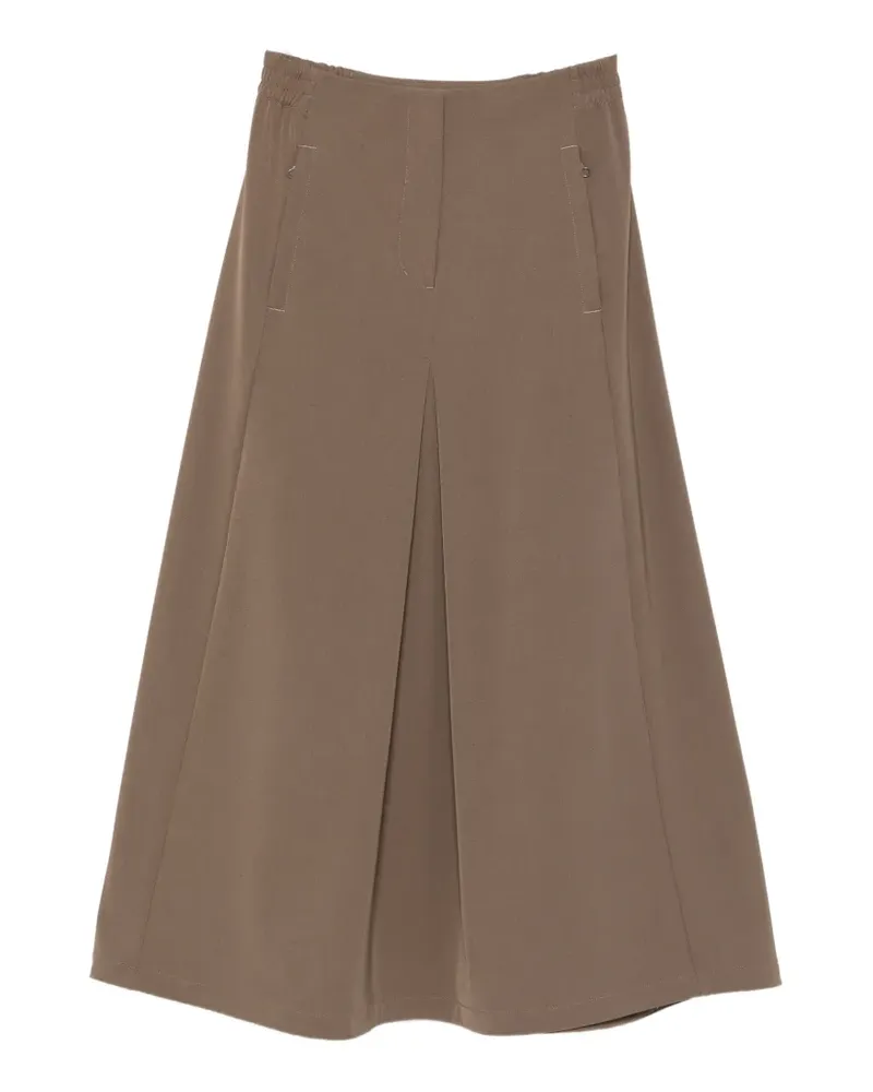 RAINS pleated logo-patch maxi skirt - Braun Braun