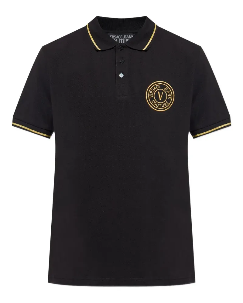 Versace Jeans Poloshirt mit Logo-Stickerei - Schwarz Schwarz