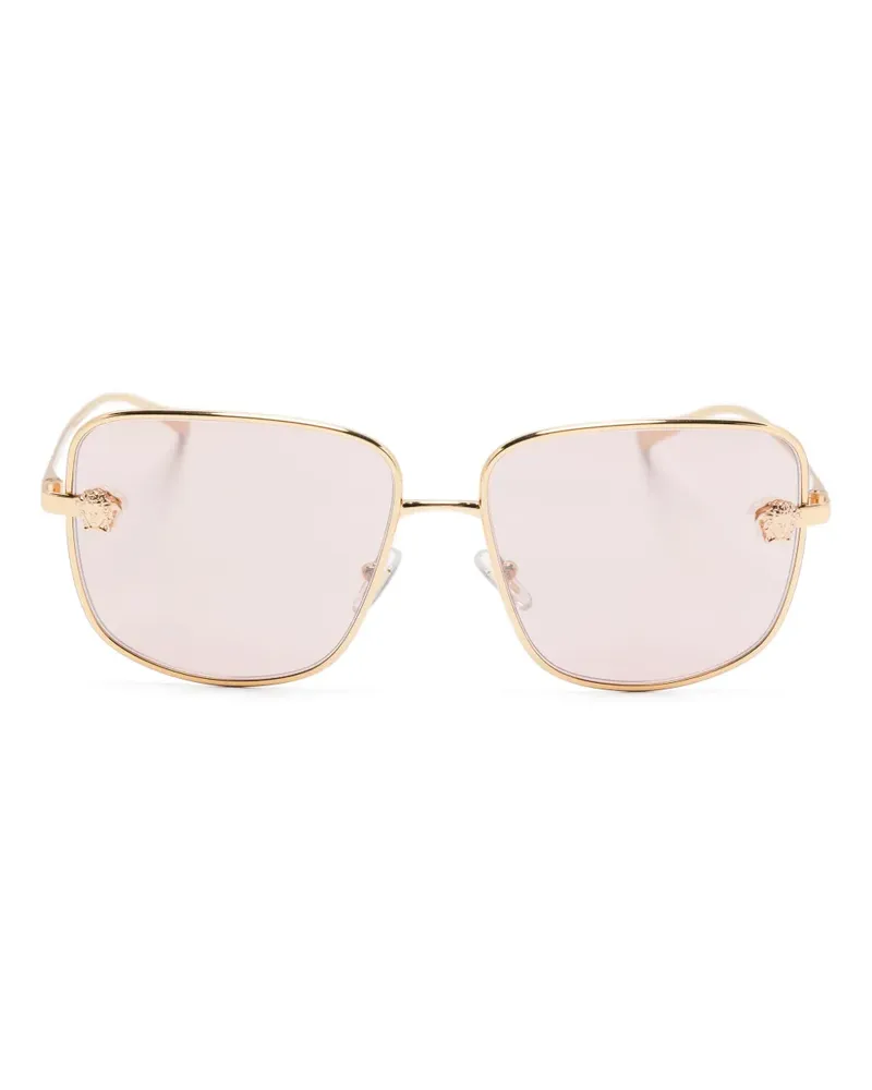 Versace Sonnenbrille mit eckigem Gestell - Gold Gold