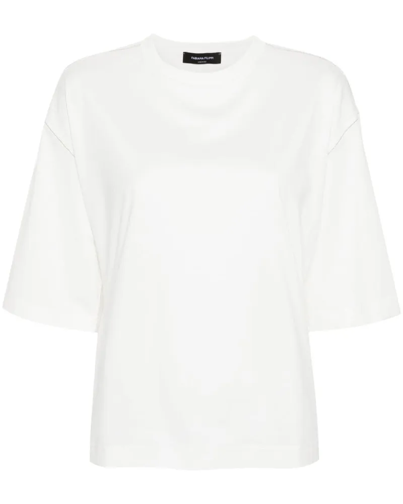 Fabiana Filippi T-Shirt mit Kettendetail - Weiß Weiß