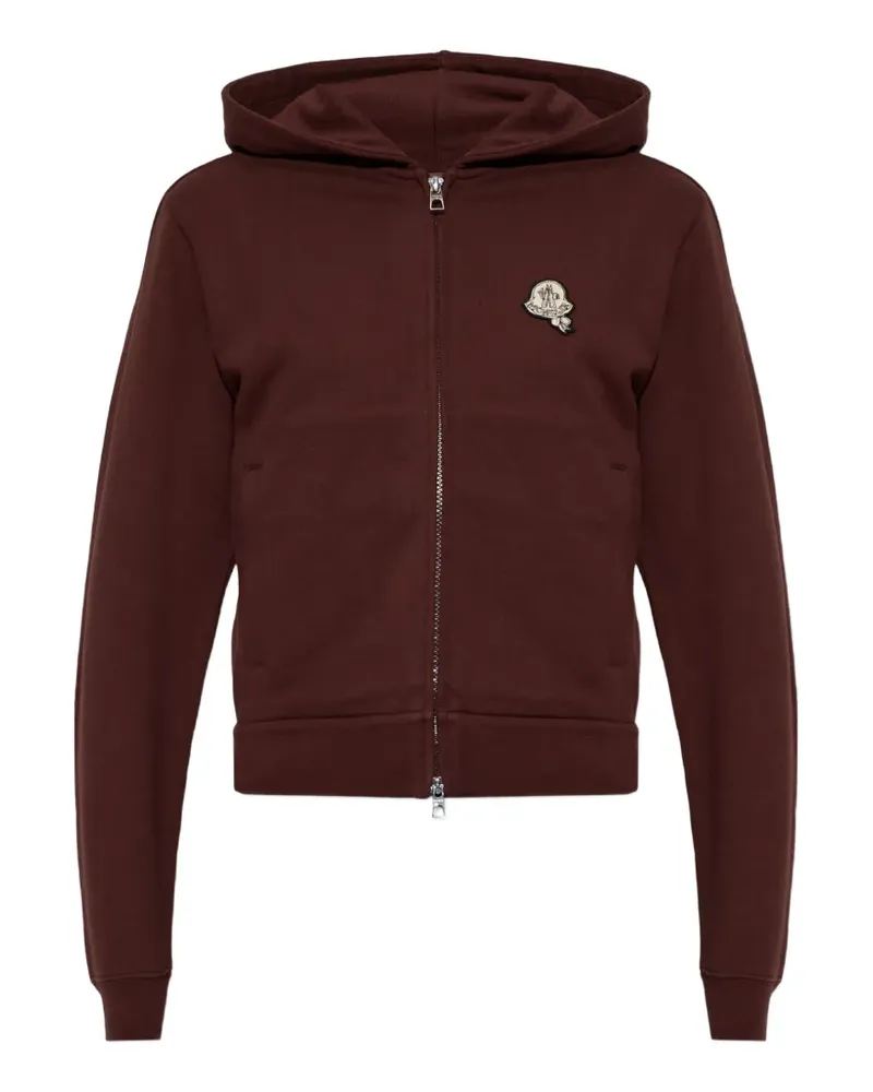 Moncler Kapuzenjacke mit Logo-Patch - Braun Braun