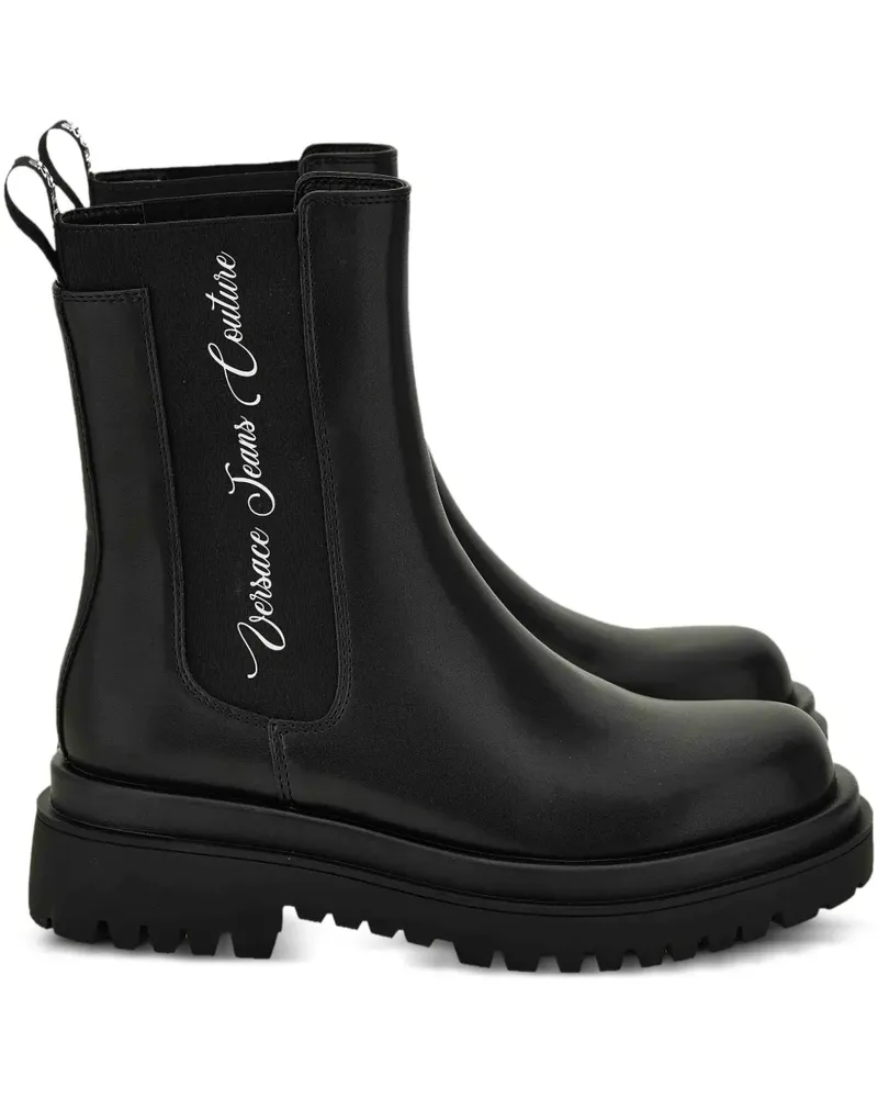 Versace Jeans Plateau-Stiefel mit elastischen Einsätzen - Schwarz Schwarz