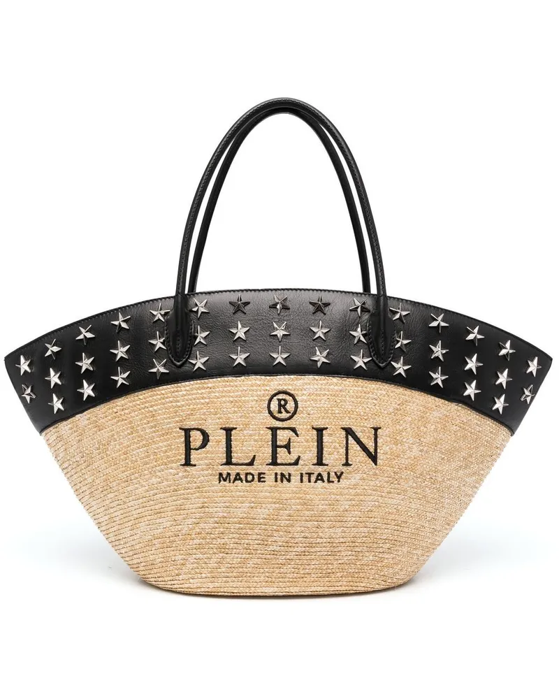 Philipp Plein Shopper aus Bast mit Logo-Stickerei - Nude Nude