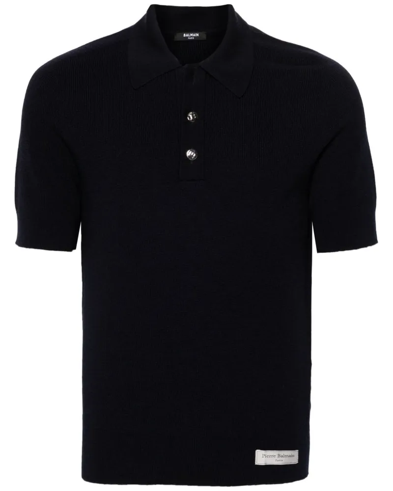 Balmain Poloshirt aus Merinowolle - Blau Blau