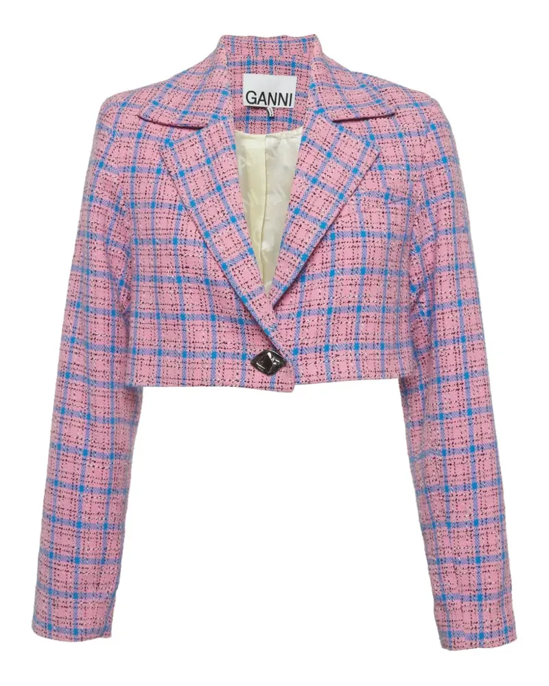 Ganni check tweed blazer - Rosa Rosa