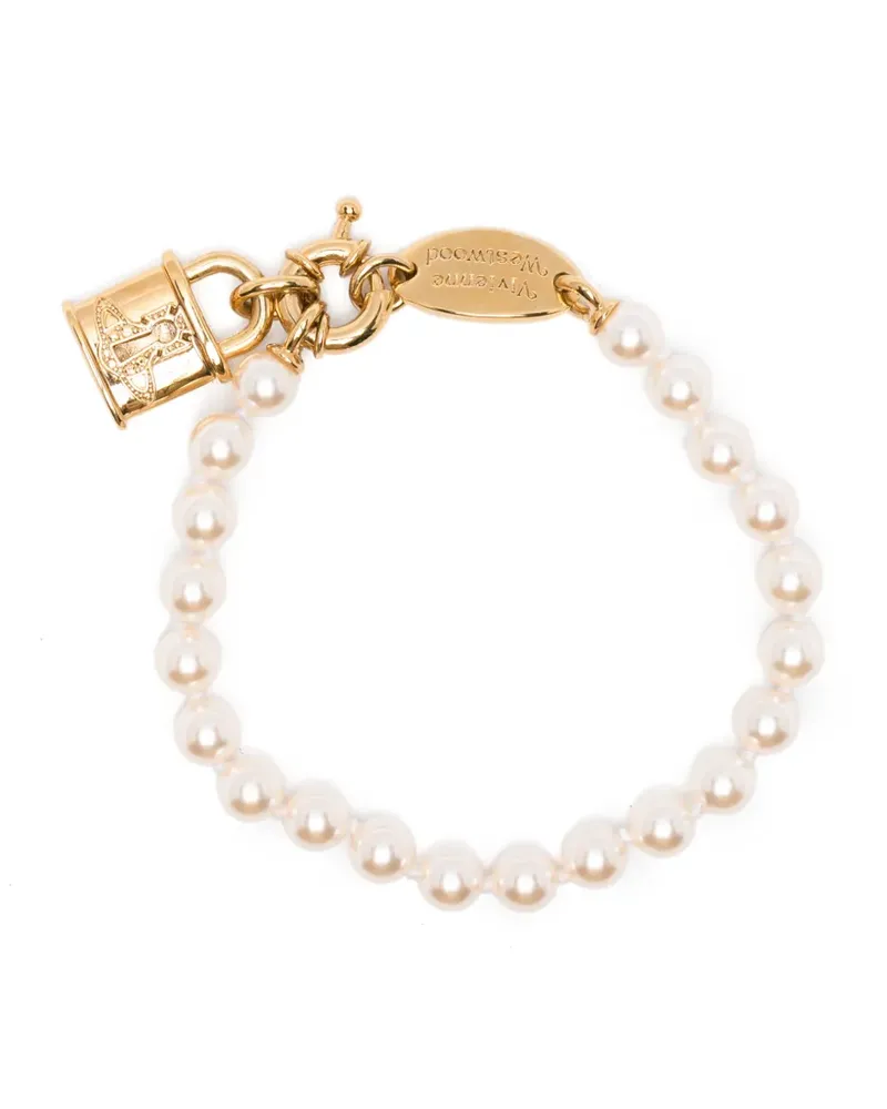 Vivienne Westwood small Celestia padlock-pendant bracelet - Gold Gold