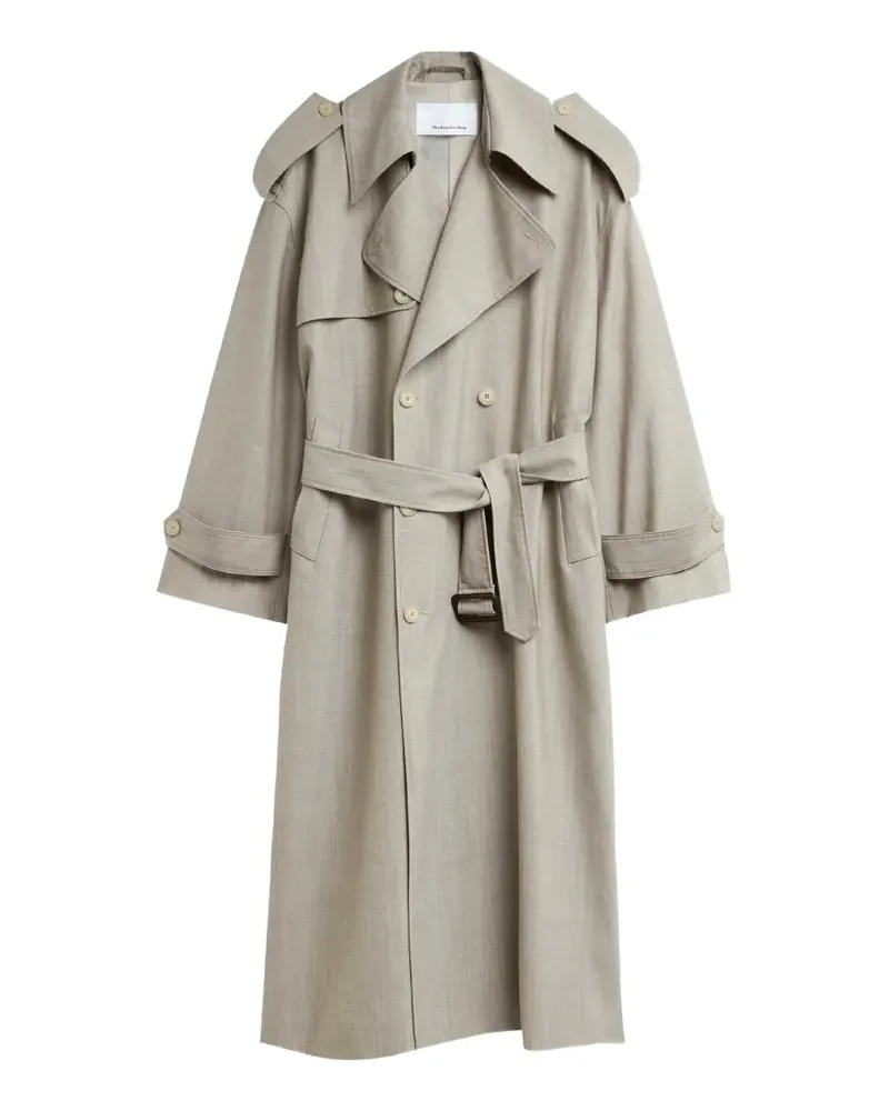 FRANKIE Shop Doppelreihiger Mantel mit Gürtel - Nude Nude