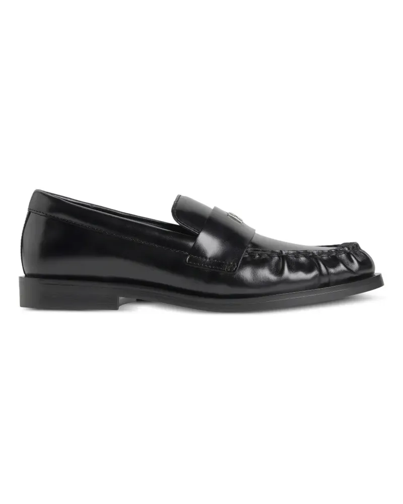 Calvin Klein Theo logo-plaque ruched-detail loafers - Schwarz Schwarz