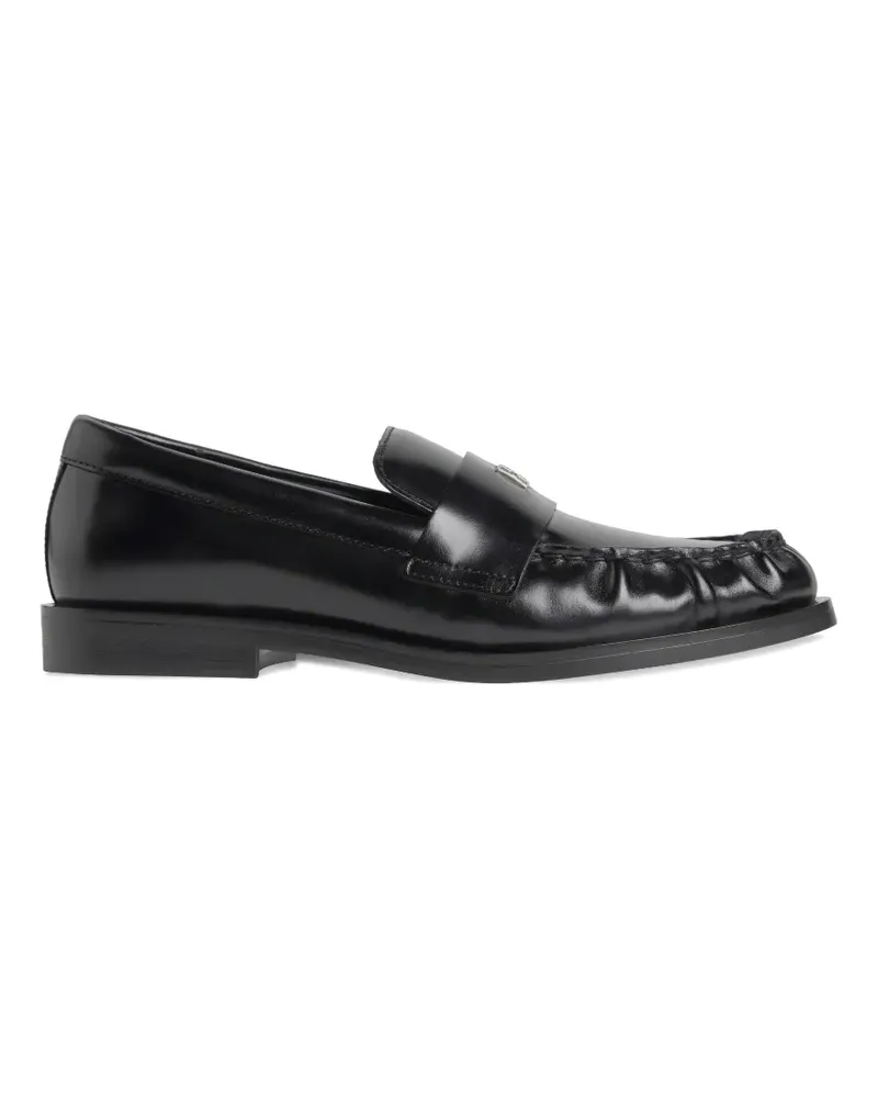 Calvin Klein Theo logo-plaque ruched-detail loafers - Schwarz Schwarz