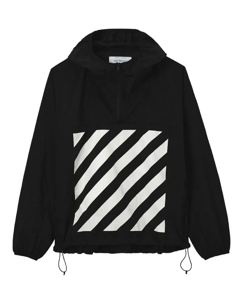 OFF-WHITE Windbreaker mit diagonalen Streifen - Schwarz Schwarz