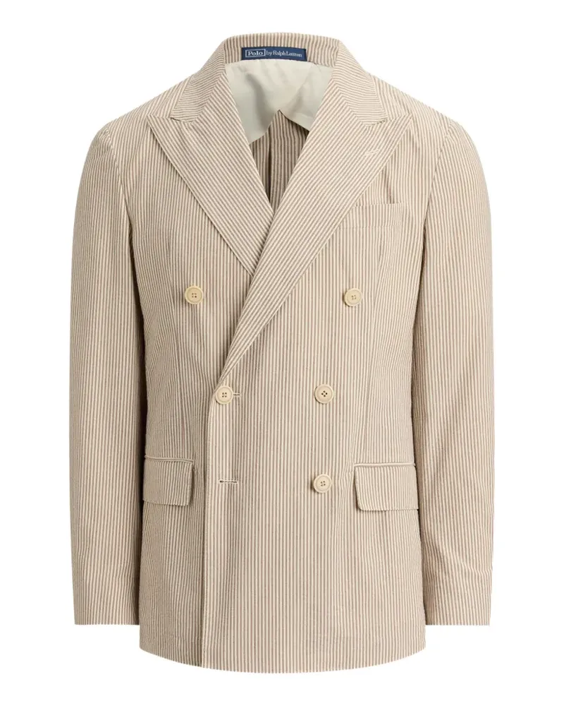 Ralph Lauren striped-pattern double-breasted blazer - Nude Nude