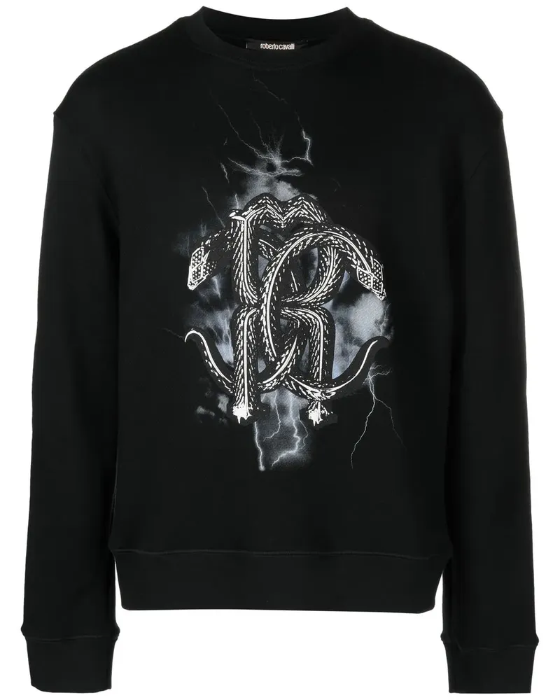 Roberto Cavalli Sweatshirt mit Mirror Snake-Print - Schwarz Schwarz