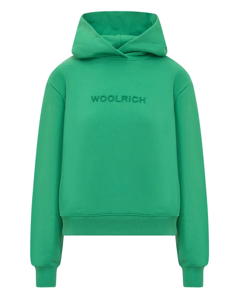 Woolrich Fleece-Hoodie mit Logo-Stickerei - Grün Grün