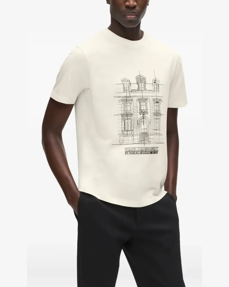Karl Lagerfeld T-Shirt mit "Rue St-Guillaume"-Print - Nude Nude