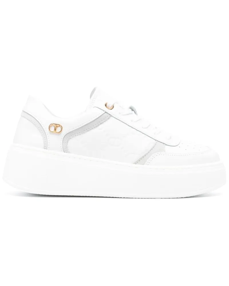Twin-Set Sneakers mit Logo-Schild - Weiß Weiß