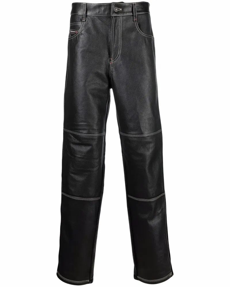Diesel Bikerhose mit geradem Bein - Schwarz Schwarz
