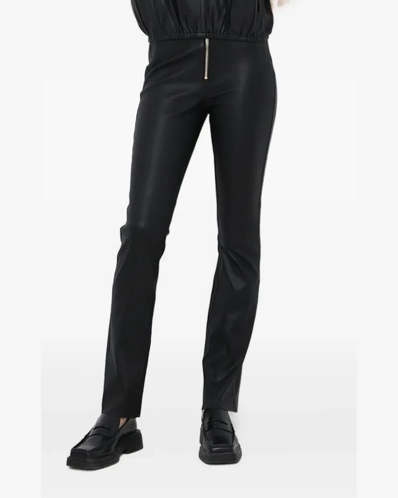 Notes du Nord zip-embellished leather trousers - Schwarz Schwarz