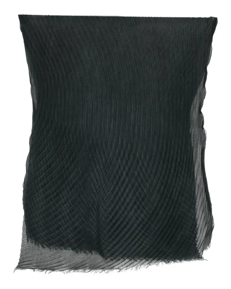 Issey Miyake Schal mit Falten und ausgefransten Kanten - Schwarz Schwarz