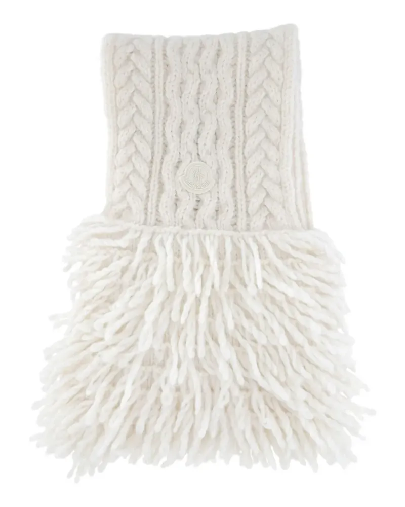 Moncler cable-knit fringed scarf - Nude Nude