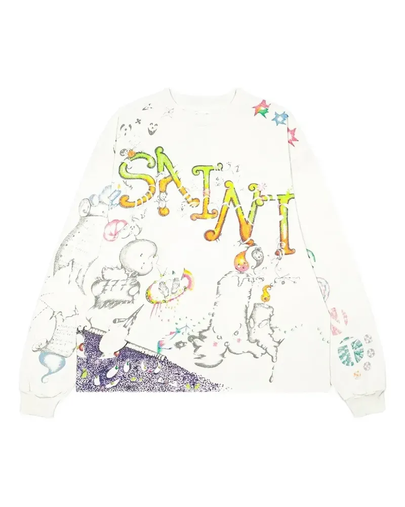 SAINT MXXXXXX x Coco Star Sims graphic-print long-sleeved T-shirt - Weiß Weiß