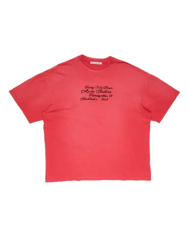 Acne Studios T-Shirt mit Schriftzug - Rot Rot