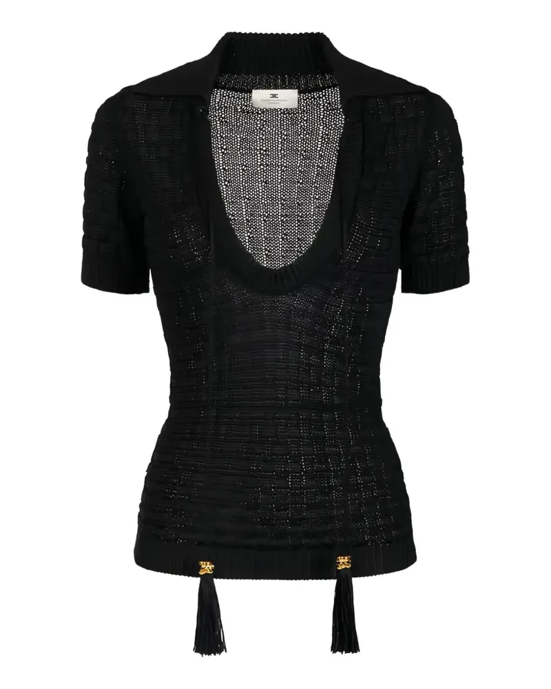 Elisabetta Franchi basket-stitch tassel knit top - Schwarz Schwarz
