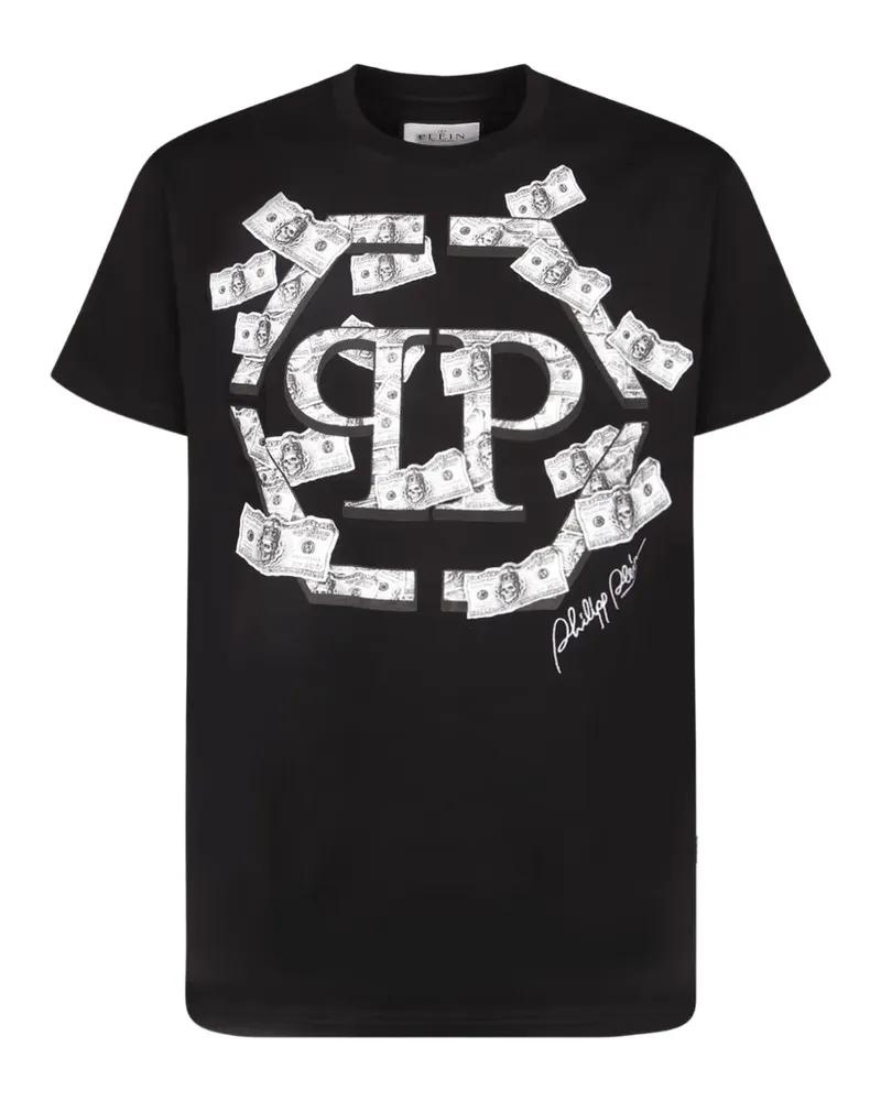 Philipp Plein T-Shirt mit Rundhalsausschnitt und Dollar Hexagon-Motiv - Schwarz Schwarz
