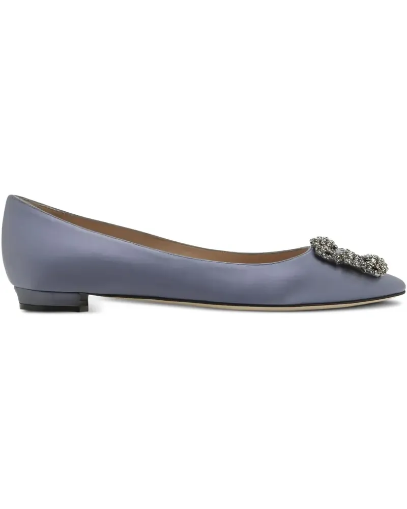 Manolo Blahnik Ballerinas mit Kristallen - Blau Blau