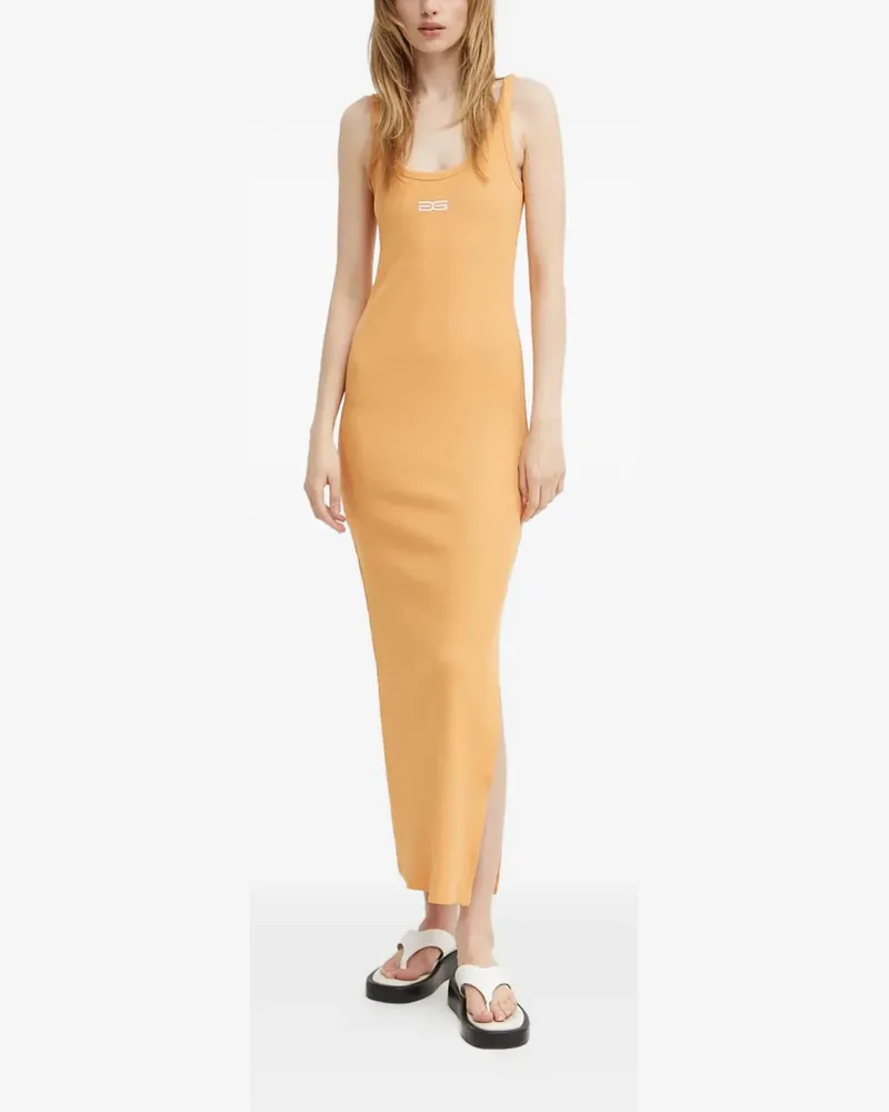 Gestuz ribbed embroidered midi dress - Orange Orange