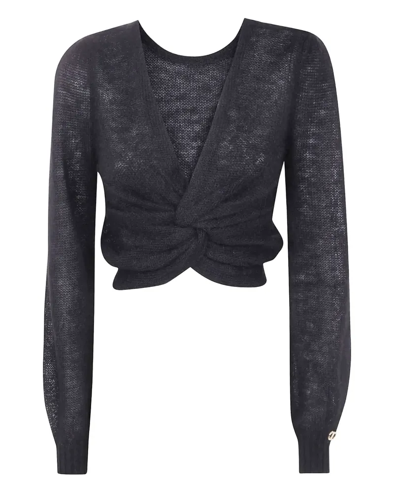 Twin-Set Cropped-Pullover mit Twist-Front - Schwarz Schwarz