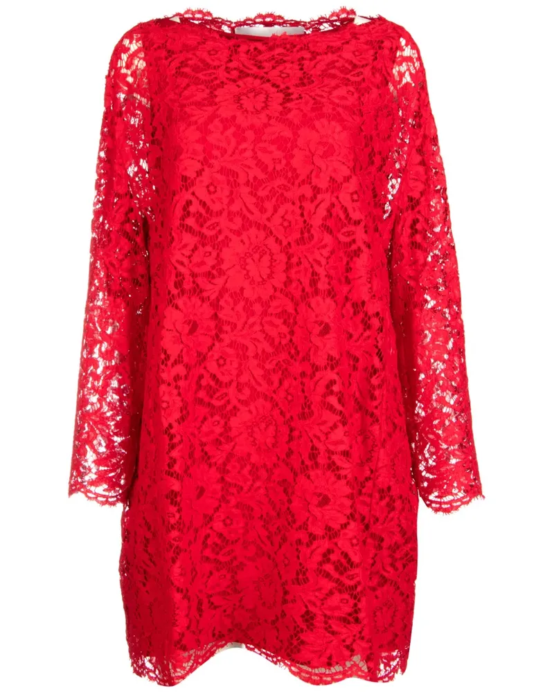 Valentino Garavani Minikleid aus Spitze mit Blumenmuster - Rot Rot