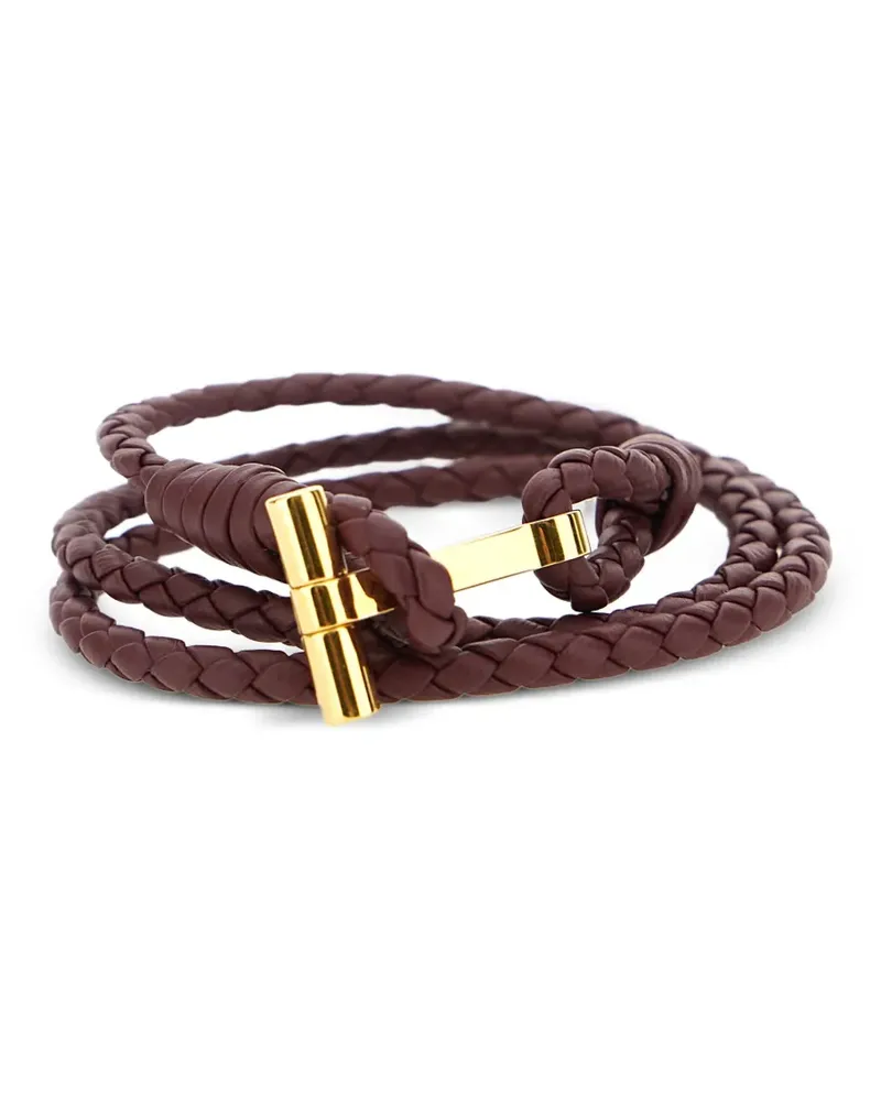 Tom Ford Geflochtenes Lederarmband - Rot Rot