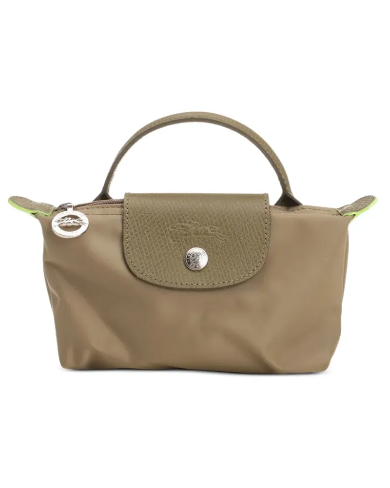 Longchamp Le Pliage Green leather-trim tote bag - Nude Nude